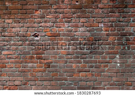 Old brick wall for background. Brick surface template photo.