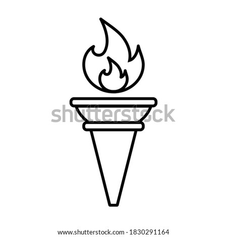 Flat line Torch icon. Symbol fire hot, flame power, flaming and heat.
