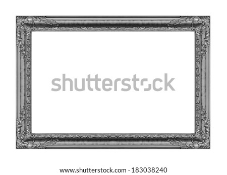 The antique gray frame on the white background 