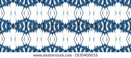 Ikat Seamless for Patchwork. Navy blue, and white Blur. Watercolor Japanese Decor. Tribal Carpet Decor Dyed batik. Colorful Watery Modern gouache ikat.