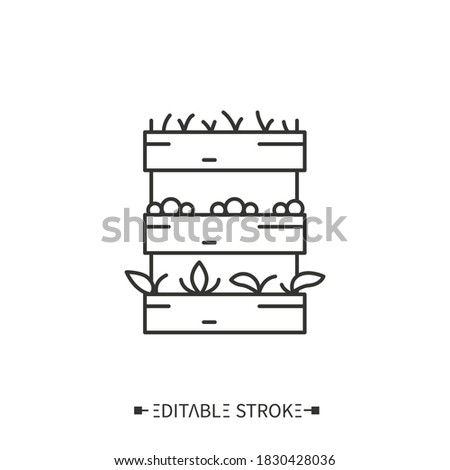 Vertical garden line icon. Green wall, living wall. Modern vertical landscaping. Urban gardening, greening or agriculture. Eco city concept. Earth day. Isolated vector illustration. Editable stroke 