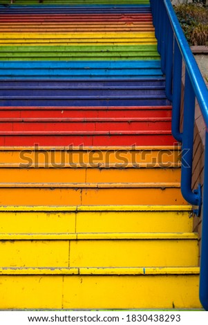 concrete stairs painted in rainbow colors Royalty-Free Stock Photo #1830438293