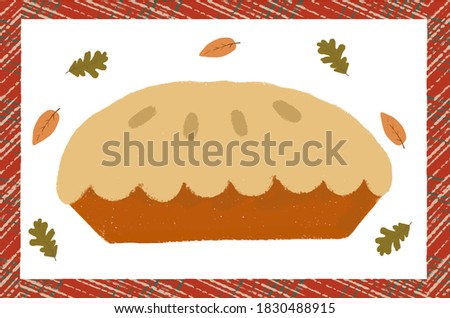Autumn vector illustration with pumpkin or apple pie. Can be used for Thanksgiving day.