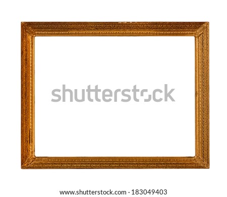 vintage golden frame isolated on white background 