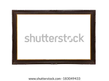vintage wooden frame isolated on white background 