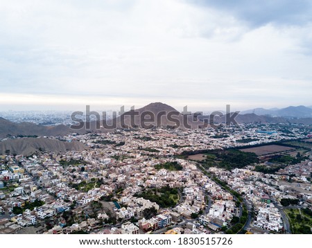 Aerial image made with drone over La Molina district. Lima Peru.
