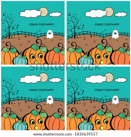 Halloween Fright - Jack o lantern, Pumpkins, and Ghost