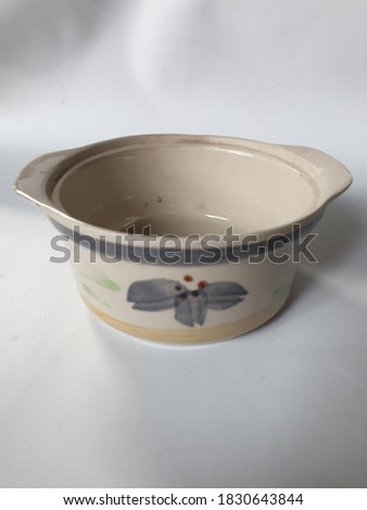 Ceramic bowl isolated on the white background.selective focus.out of focus