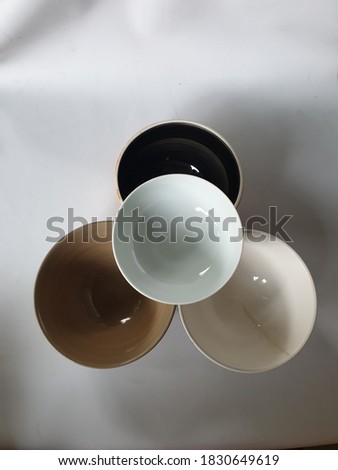 Collection of bowls isolated on the white background.selective focus.blur background