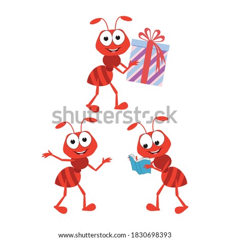 cute ant animal cartoon, simple vector illustration