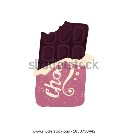Piece of chocolate bar in cartoon flat style. Vector clip art  isolation on a white background. Chocolate desserts symbol stock vector illustration. 