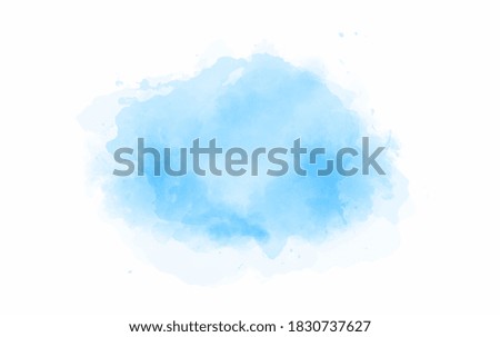 Blue color hand drawn watercolor liquid stain. Abstract aqua smudges scribble drop element for design, wallpaper or card. Vector illustration,