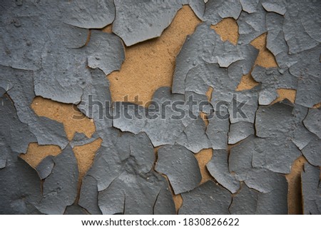 Cracked paint layer. Background, texture. Concept of aging and destruction
