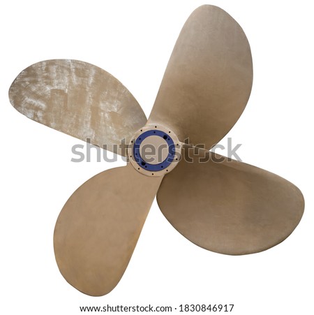 Quadruple bronze propeller isolated on a white background Royalty-Free Stock Photo #1830846917