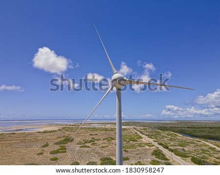 Turbine picture standing still. With blue background