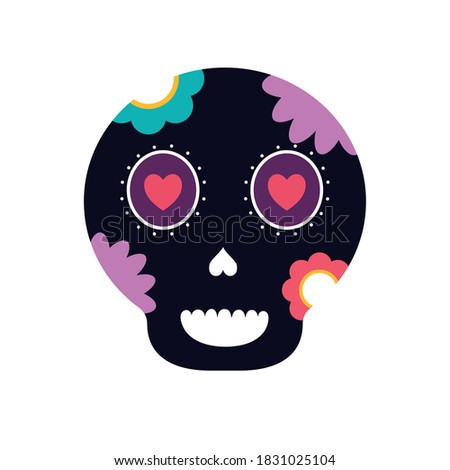 Mexican skull flat style icon design, Mexico culture theme Vector illustration