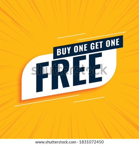 buy one get one free sale yellow background Royalty-Free Stock Photo #1831072450