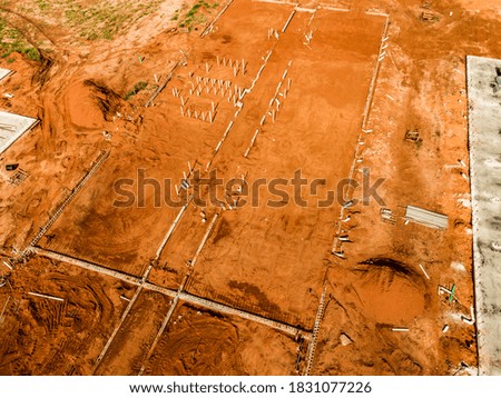 Aerial photo above new construction job site