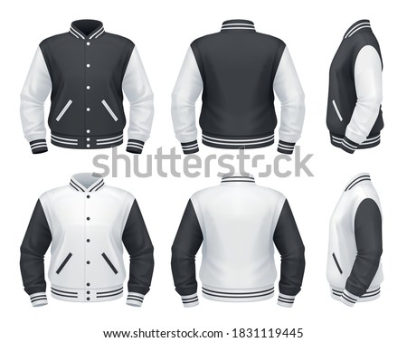 Vector mockup of classic varsity jacket. Royalty-Free Stock Photo #1831119445