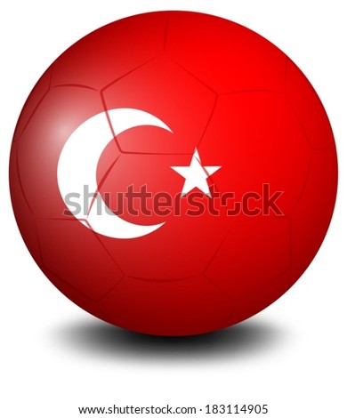 Illustration of a soccer ball from Turkey on a white background