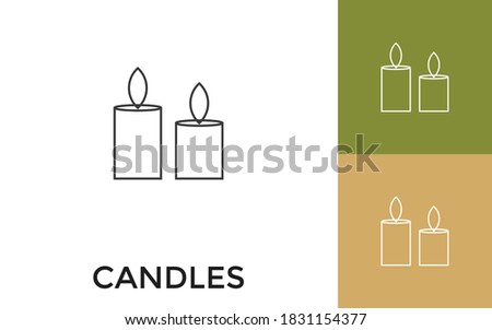Editable Candles Thin Line Icon with Title. Useful For Mobile Application, Website, Software and Print Media.