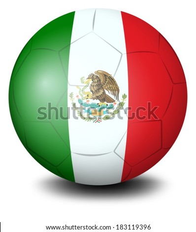 Illustration of a soccer ball with the Mexican flag on a white background