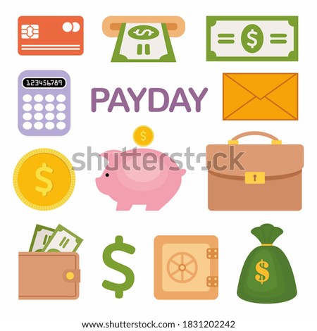 Set of banknotes and payment cards. Vector illustration