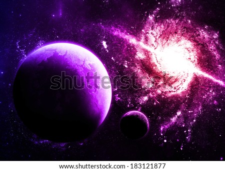 Magenta Planet and Galaxy - Elements of this Image Furnished By NASA