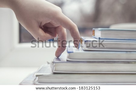 Business occupation - finger people moving step up Royalty-Free Stock Photo #183125153