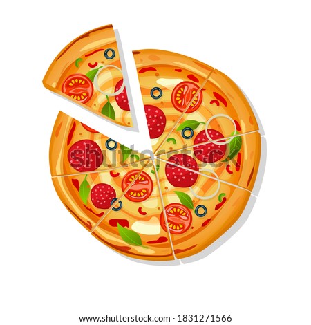 Sliced pizza vector cartoon over white background