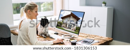 Real Estate Photos On Computer. Professional Property Agent