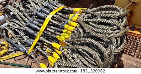 Lifting equipment. wire slings ready for Lifting operation  Royalty-Free Stock Photo #1831320982