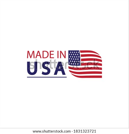 Made in usa logo design. Flag made america american states flags product badge quality patriotic labels emblem star ribbon sticker,Vector illustration