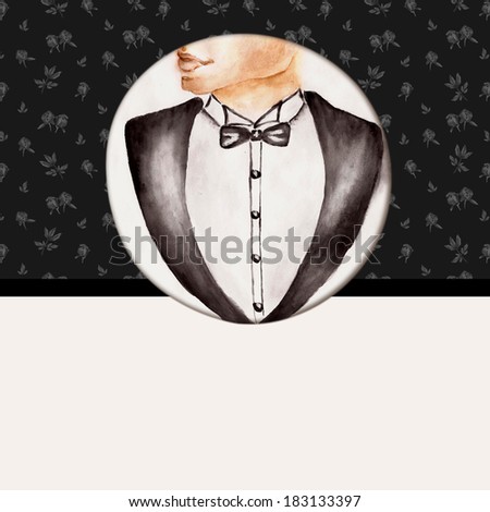 Fashion background with bow tie, gentleman 