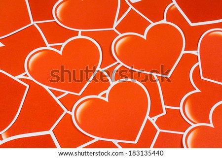 background group of heart in red color