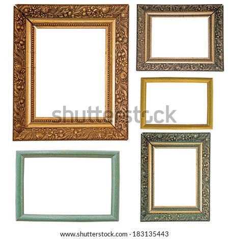 five picture frames isolated on white background