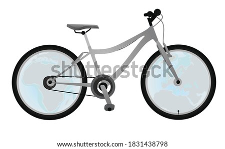 World map in bicycle wheels. cycling concept. vector