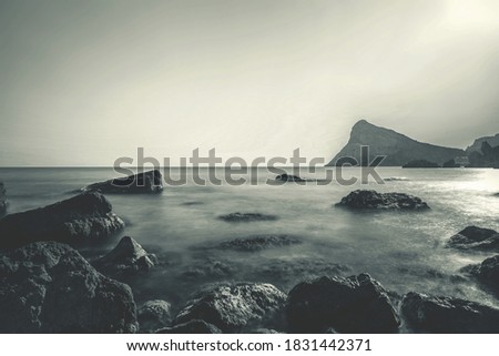 The landscape on the mountains and sea. High quality photo Royalty-Free Stock Photo #1831442371