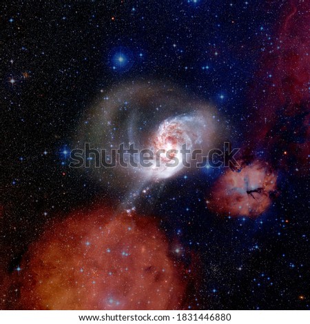 Science fiction abstract wallpaper. Billions of galaxies in the universe. Elements of this image furnished by NASA