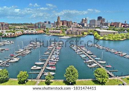 Aerial image captured in Buffalo New York Royalty-Free Stock Photo #1831474411