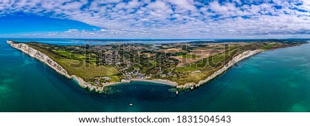 Aerial panoramic view of Isle of WIght, UK