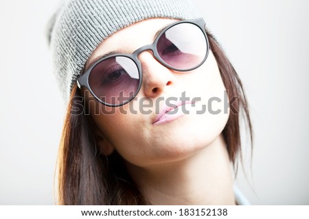 Portrait of hipster stylish teenage girl
