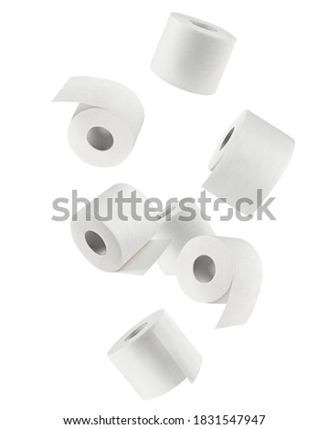 Falling Toilet paper isolated on white background, clipping path, full depth of field Royalty-Free Stock Photo #1831547947