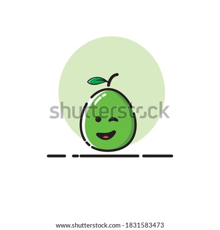 Guava icon cute vector illustration eye wink expression