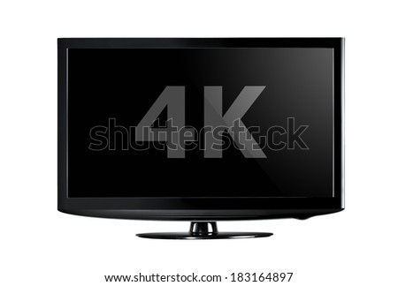 4K television display with comparison of resolutions. Ultra HD on on modern TV Royalty-Free Stock Photo #183164897