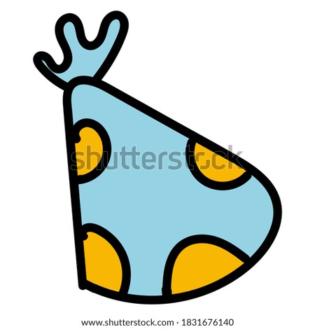 blue and yellow, birthday party head cap, vector color element in doodle style, cute drawing for kids