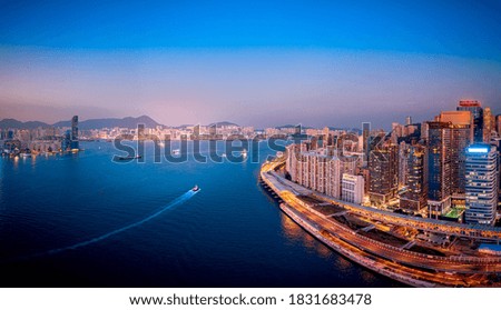 Hong Kong sunset panoramic cityscapes at unique angles
