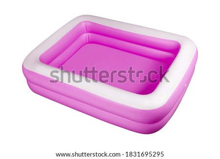 Pink Inflatable Swimming Pool on white background isolate Royalty-Free Stock Photo #1831695295