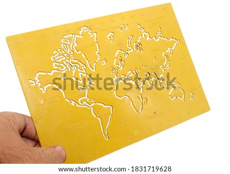 A picture of world map with selective focus