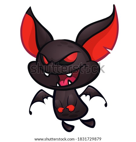 Cartoon funny flying bat. Halloween   illustration design